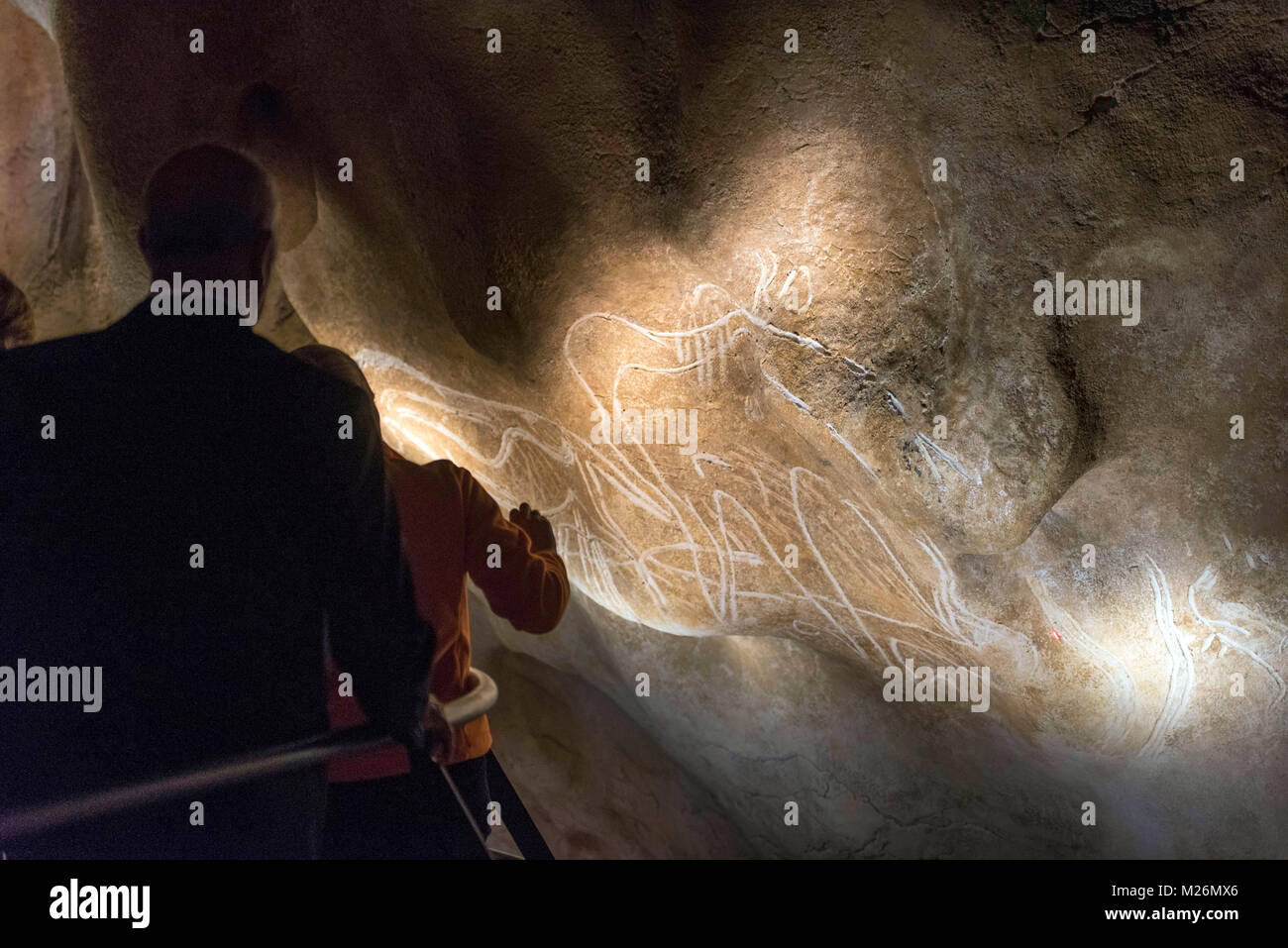 Vallon-Pont-d'Arc (Francia sud-orientale): Caverne du Pont-d'Arc, replica della Grotta di Chauvet, registrato come patrimonio dell'umanità dell'UNESCO. Si riunisce Foto Stock