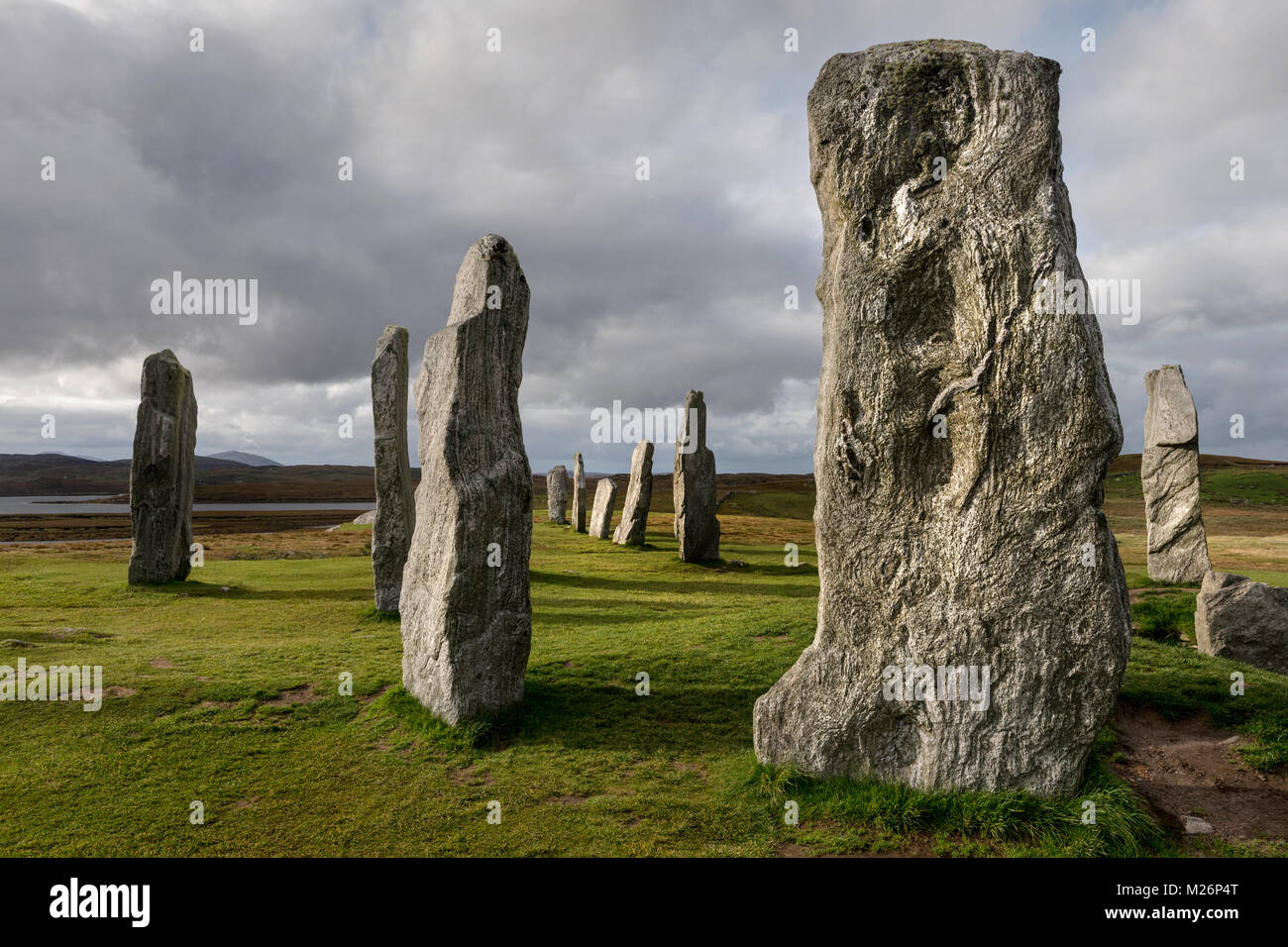 Pietre permanente a Callanish, isola di Lewis, Western Isles. Foto Stock
