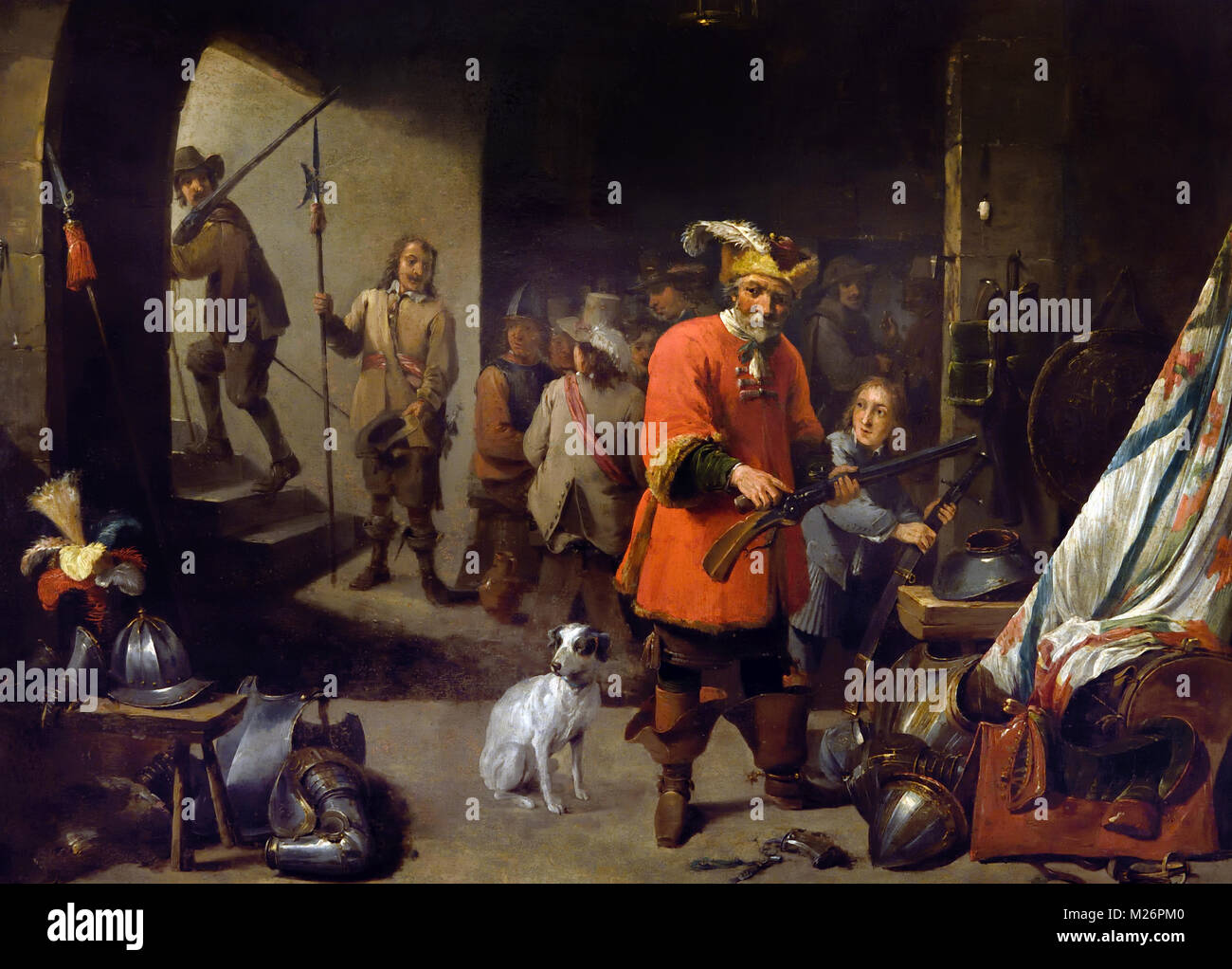 Un interno Guardroom 1667 David Teniers II 1610-1690 Belgio belga Foto Stock