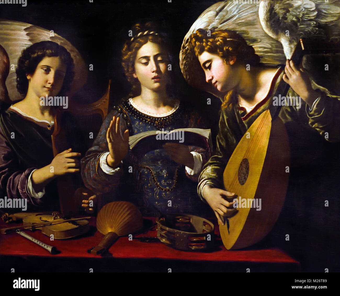 Santa Cecilia con due angeli 1620 Antiveduto Grammatica (1571 - Aprile 1626) era un proto-barocco pittore italiano, attivo nei pressi di Roma. Italiano, Italia, Foto Stock