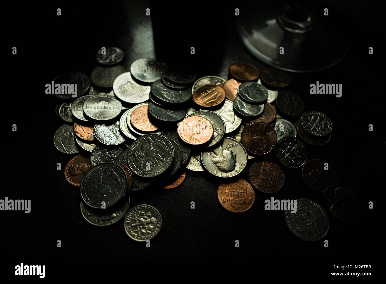 Allentate la valuta degli Stati Uniti cambiamento sulla tabella. Il denaro. Foto Stock