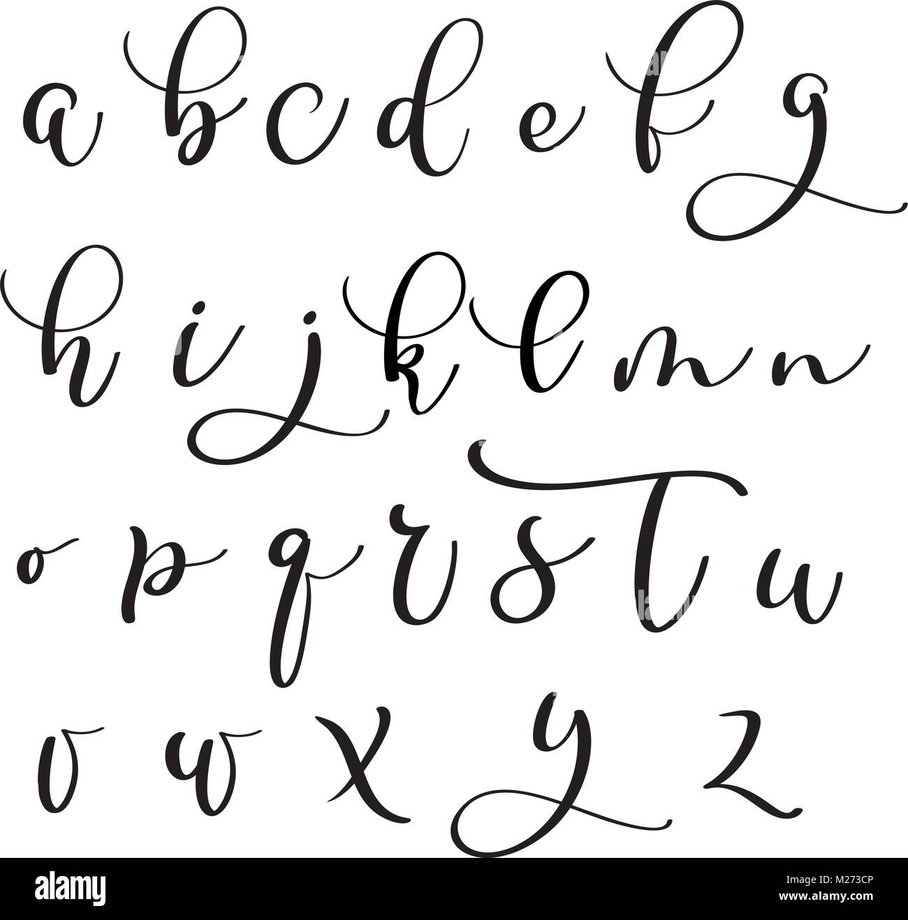 Brushpen alfabeto. La calligrafia moderna, lettere scritte a mano.  Illustrazione Vettoriale Immagine e Vettoriale - Alamy