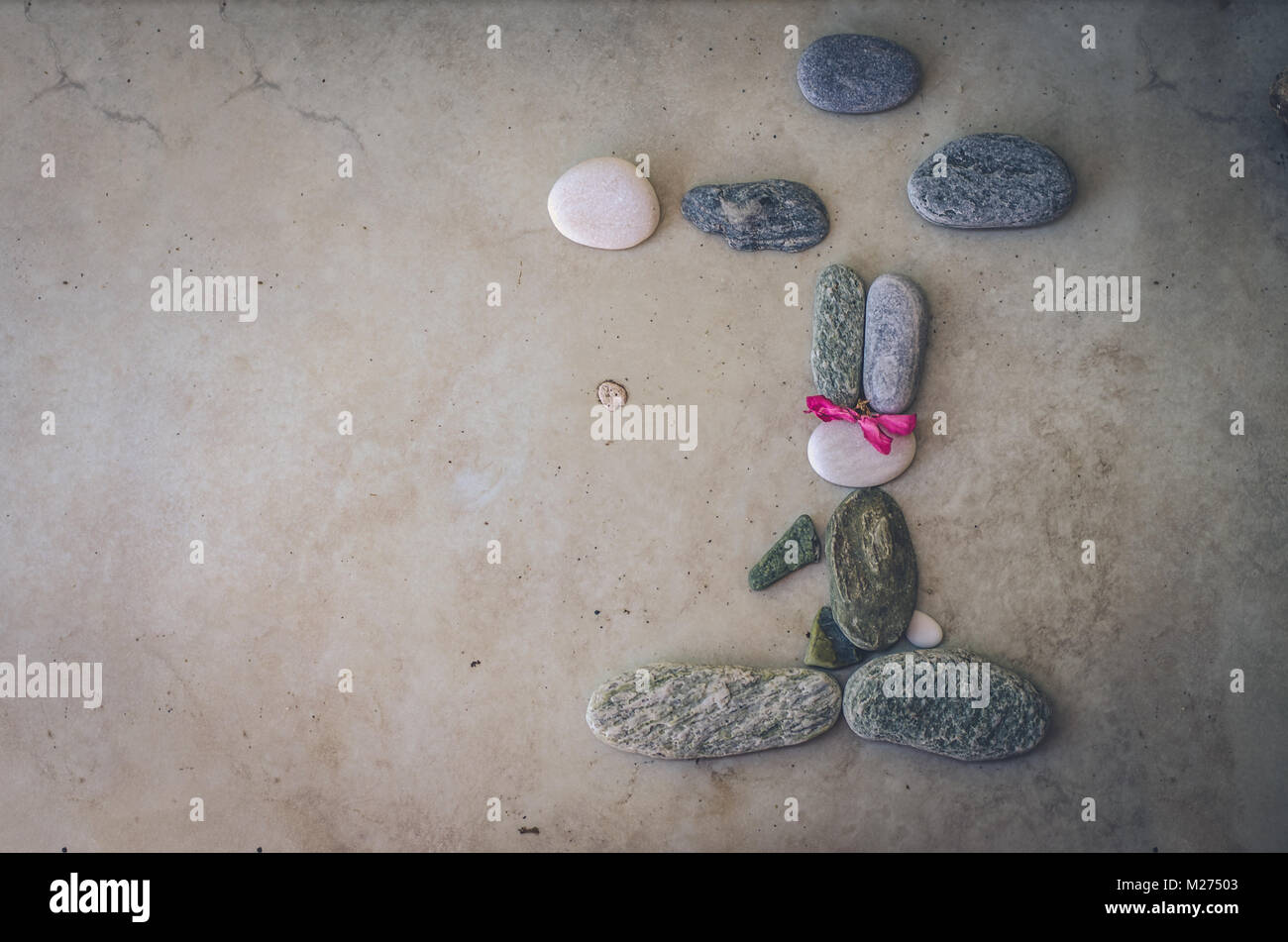 Gruppo di ciottoli a forma di animale di coniglio Foto Stock