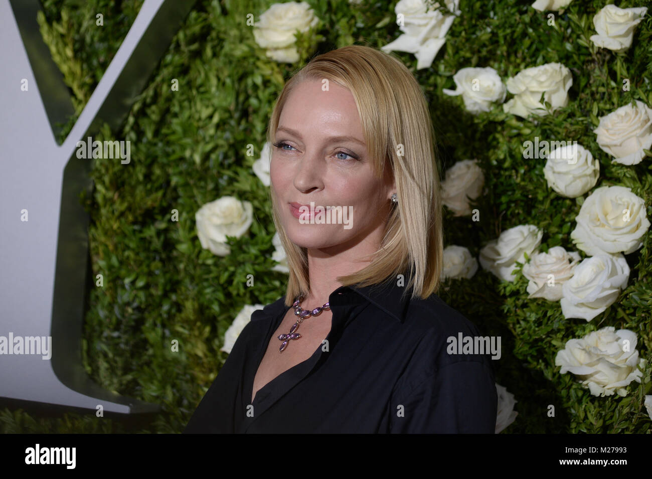 L'attrice Uma Thurman assiste la settantunesima annuale di Tony Awards al Radio City Music Hall del 11 giugno 2017 nella città di New York. Foto Stock