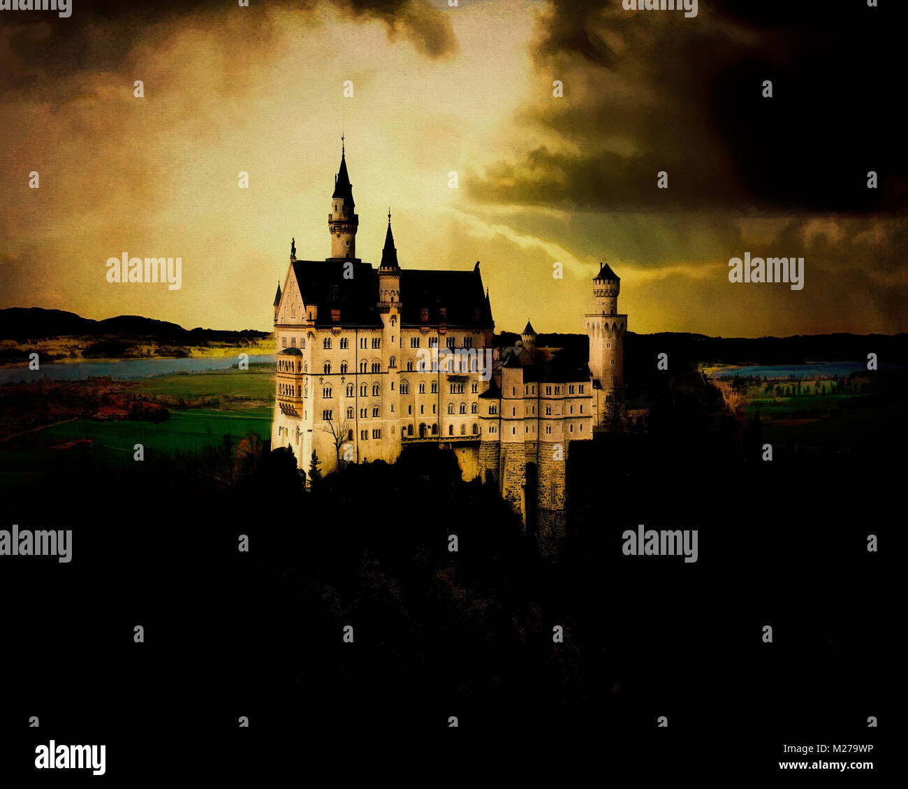 ARTE FOTOGRAFICA: Castello di Neuschwanstein, Baviera, Germania Foto Stock