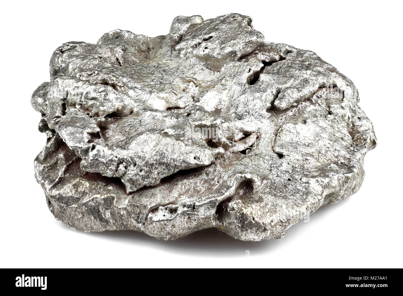 Argento nativo nugget dalla Liberia isolati su sfondo bianco Foto Stock