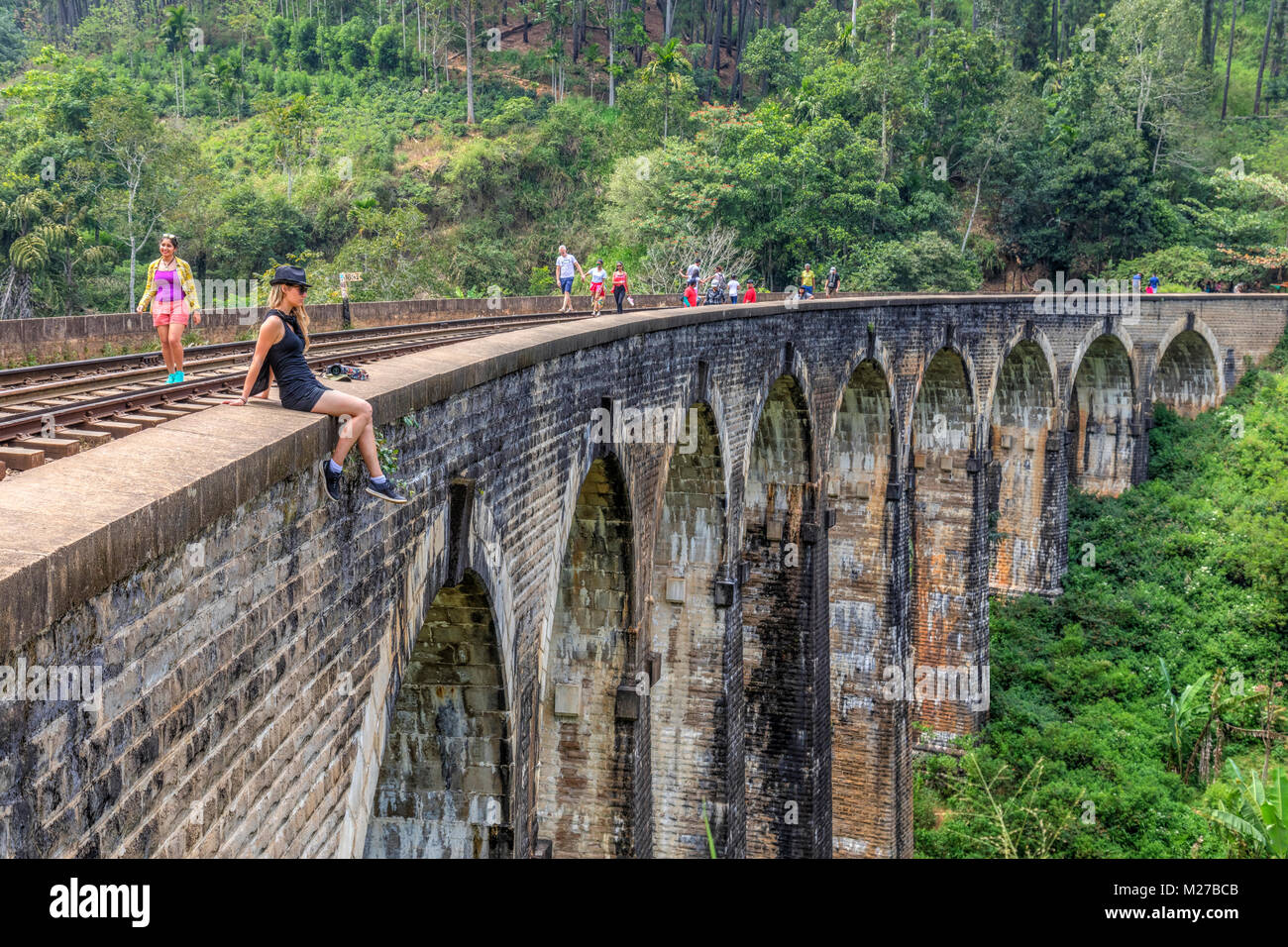 Nove archi Bridge, Ella, Sri Lanka, Asia Foto Stock