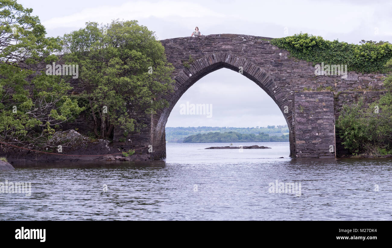 Brickeen Bridge, Muckross Lake, Anello di Kerry Foto Stock