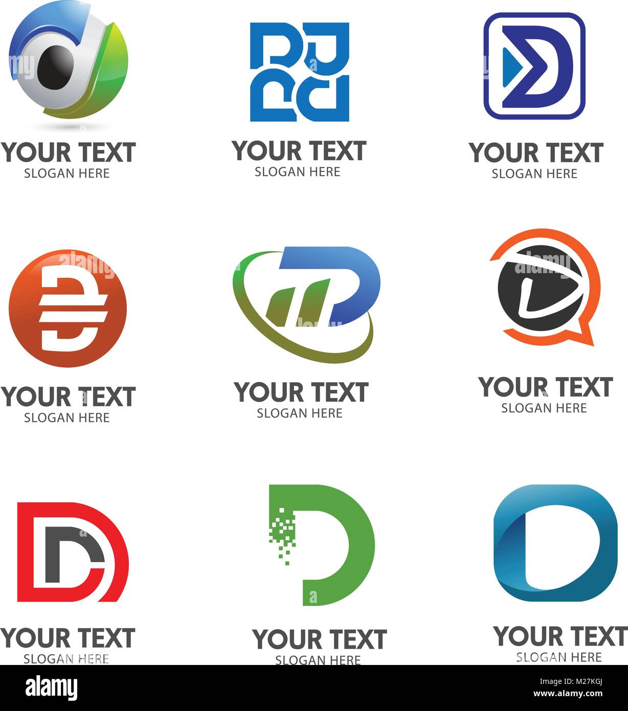 Moderno e minimalista ed elegante lettera D concetto di logo. Illustrazione Vettoriale