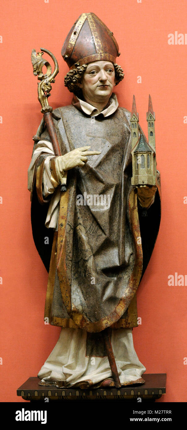 Attribuito a Hans Harder (XV secolo). Scultura di san Wolfgang. Galleria Nazionale. Oslo. La Norvegia. Foto Stock