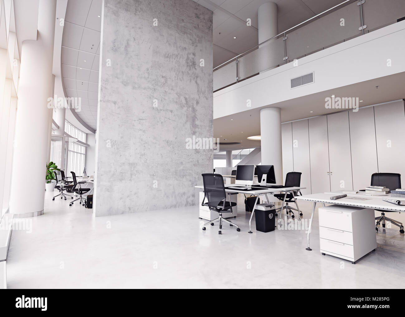 Moderno edificio di uffici interni. 3D rendering concept Foto Stock