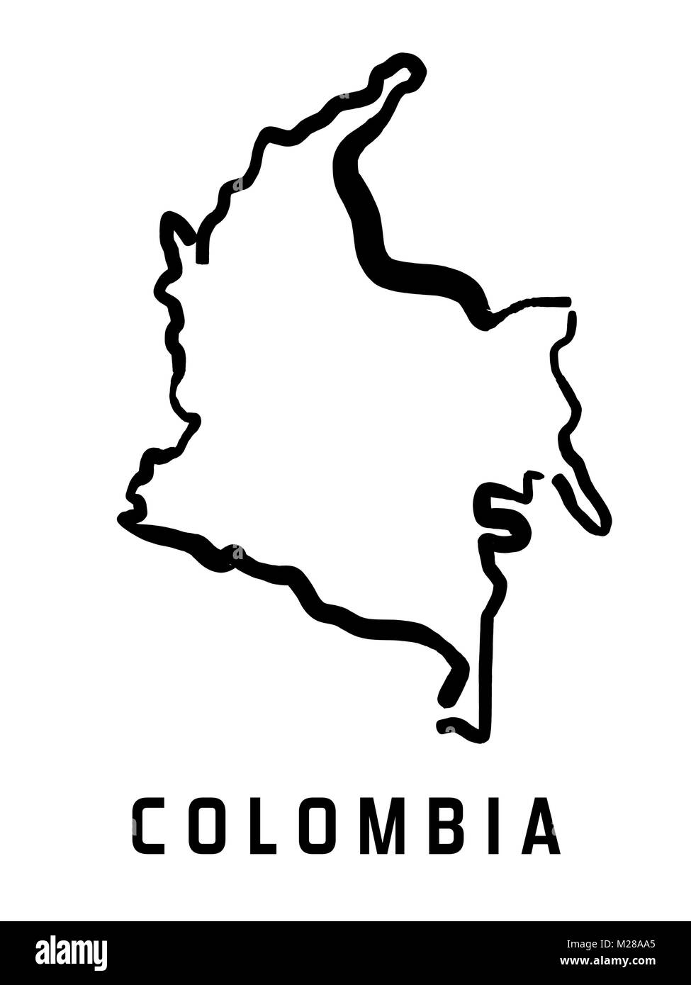 Mappa Colombia delineare - buon paese semplificato mappa forma vettoriale. Illustrazione Vettoriale