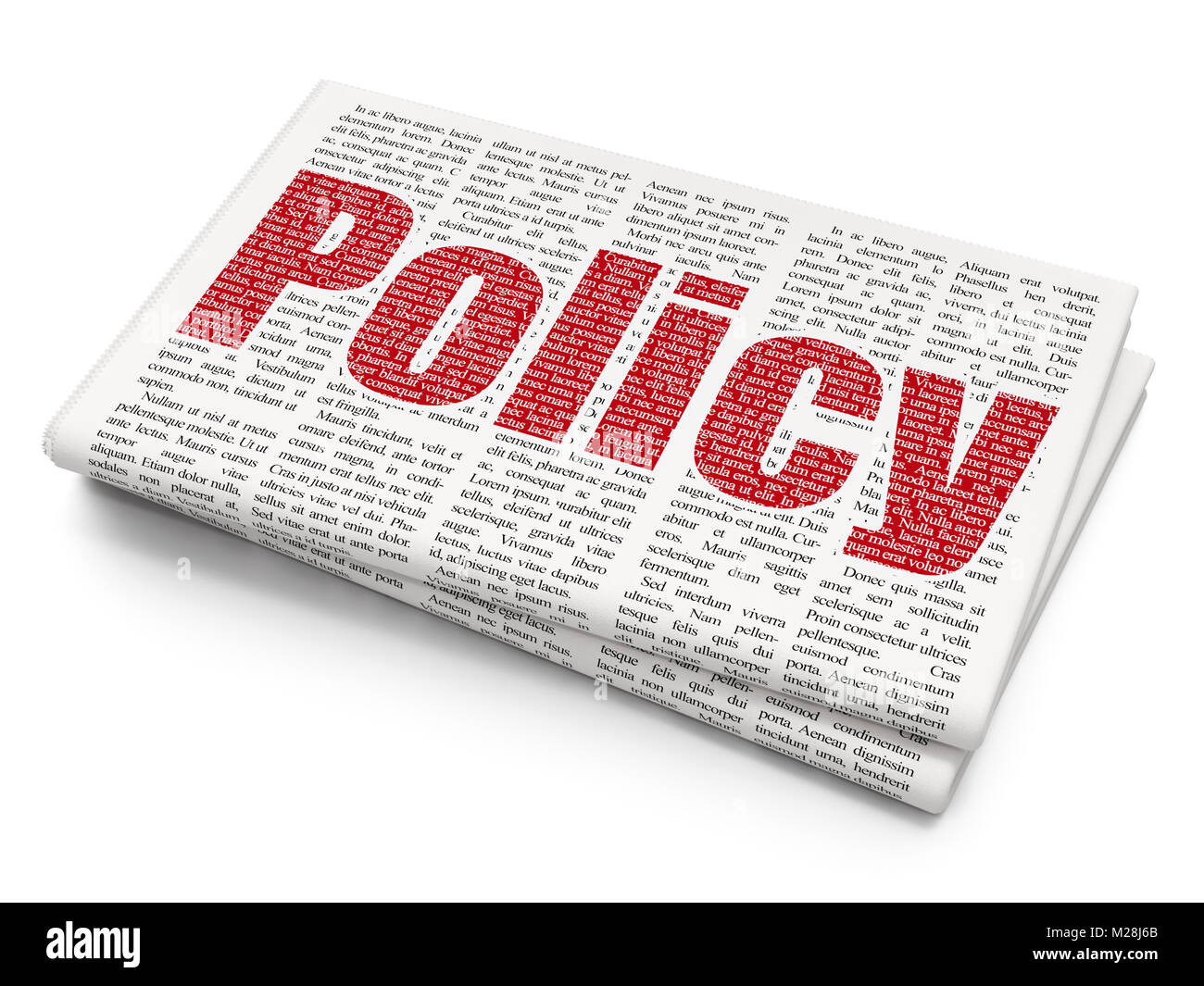 Concetto di assicurazione: politica su sfondo di giornale Foto Stock