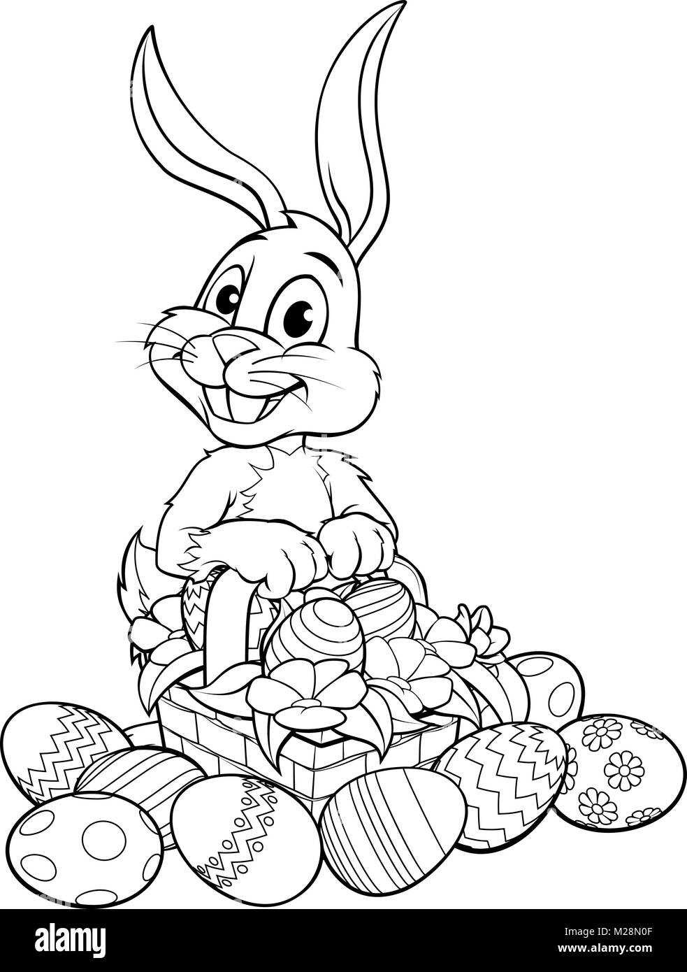 Coniglietto di pasqua coniglio con cesto di uova Illustrazione Vettoriale