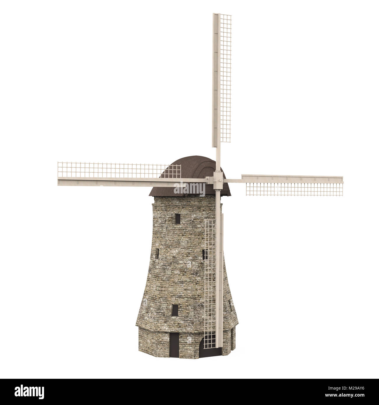 Mulino a vento olandese isolato Foto Stock