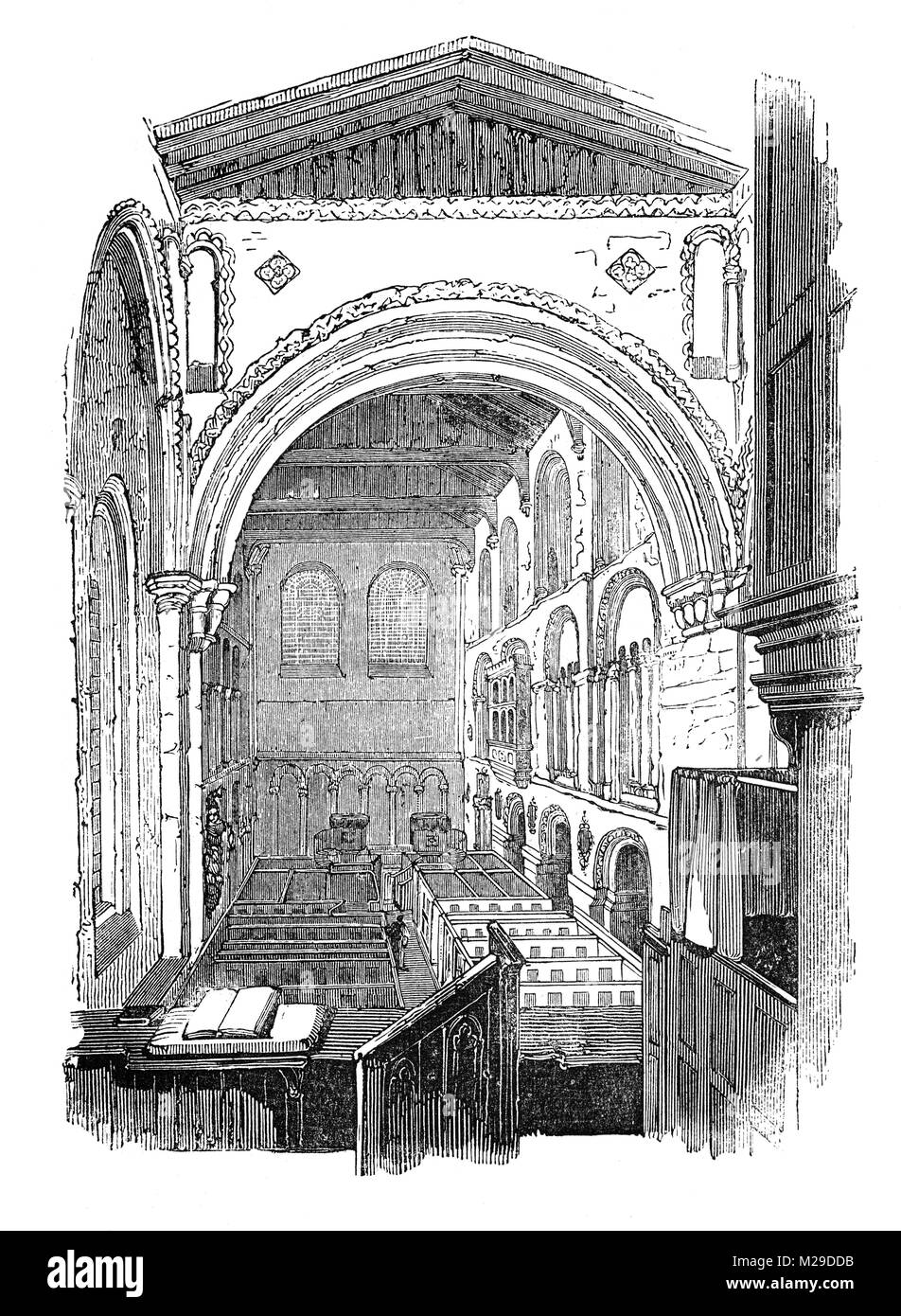 Il Coro del Priorato chiesa di San Bartolomeo il Grande, a volte abbreviato come grande St Bart, una chiesa Anglicana nel West Smithfield entro la città di Londra. La costruzione è stata fondata come un convento agostiniano nel 1123. Esso confina con San Bartolomeo del Ospedale della fondazione stessa. Foto Stock