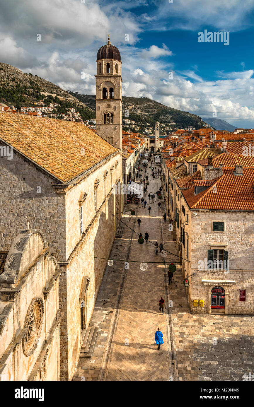 Stradun strada pedonale, Dubrovnik, Croazia Foto Stock
