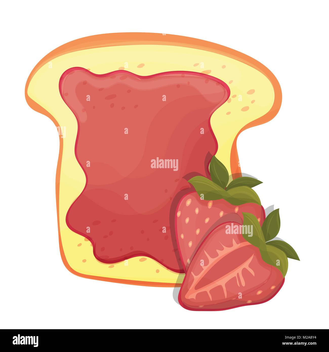 Pane tostato fetta di un sandwich rosso confettura di fragole per la colazione Illustrazione Vettoriale