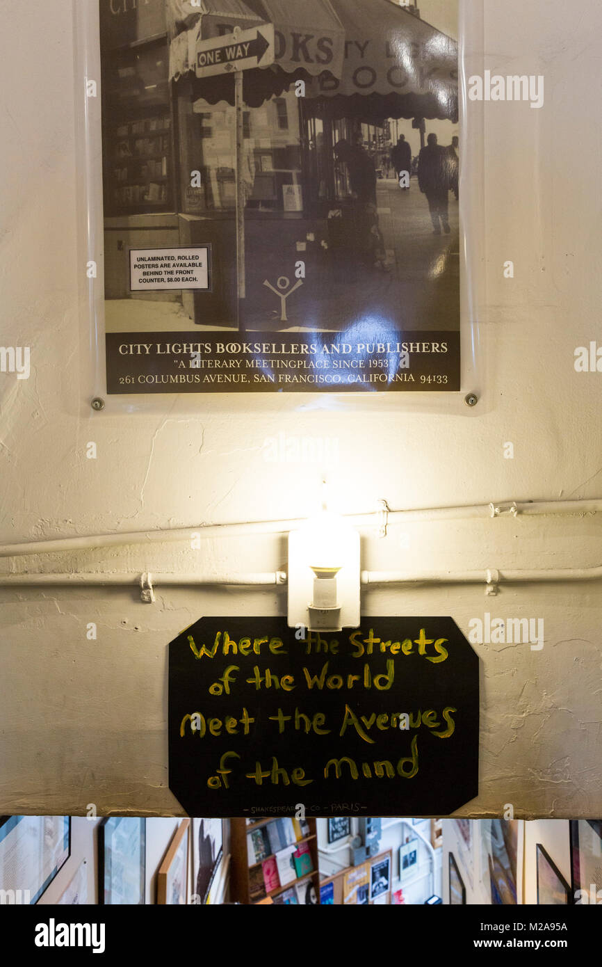 City Lights Bookstore. Aug, 2016. San Francisco, California, U.S.A. Foto Stock