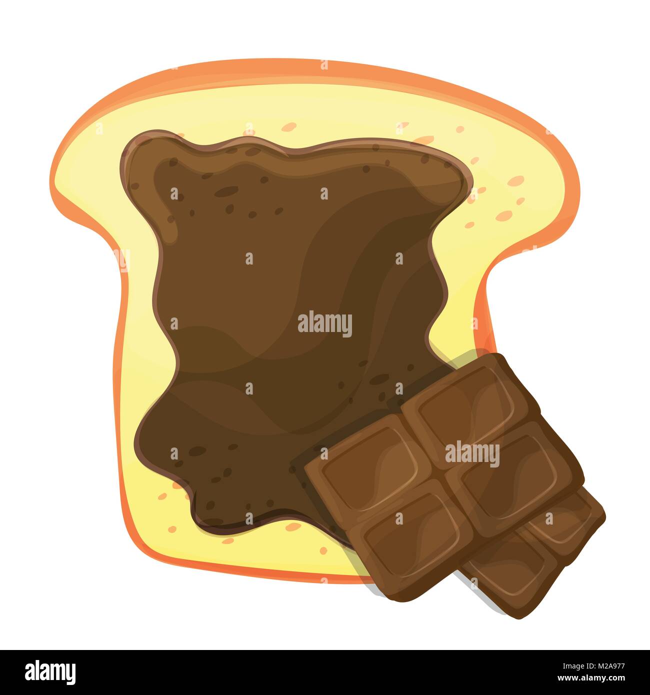 Vettore di fetta di pane tostato o con marrone cioccolato dolce illustrazione isolato Illustrazione Vettoriale