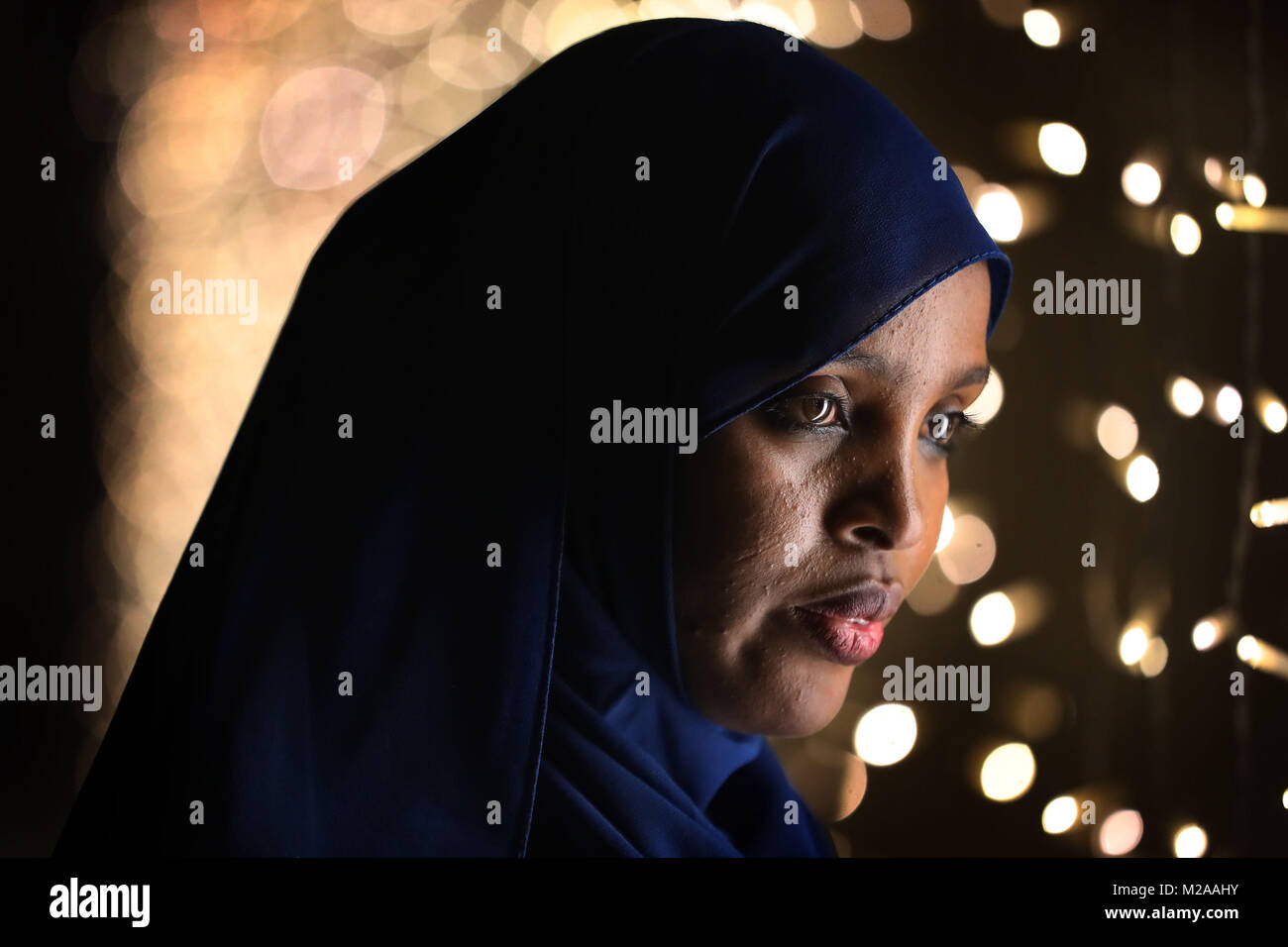 Ifrah Ahmed lancia #MeTooFGM, in tutto il mondo dei social media campagna contro le mutilazioni genitali femminili (MGF), presso il faro Cinema in Dublino. Ms Ahmed, 29, è nato in Somalia e sopravvissuto alla barbarie. Foto Stock