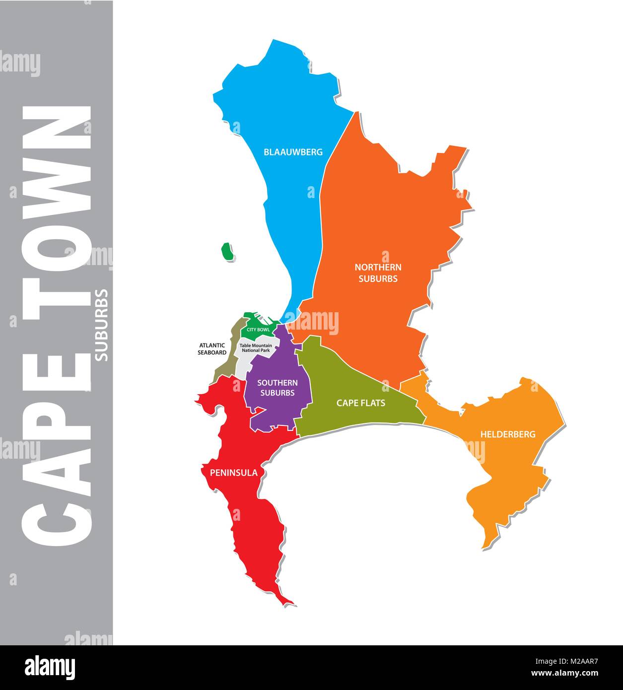 Colorato cape town sobborgo mappa vettoriale Illustrazione Vettoriale