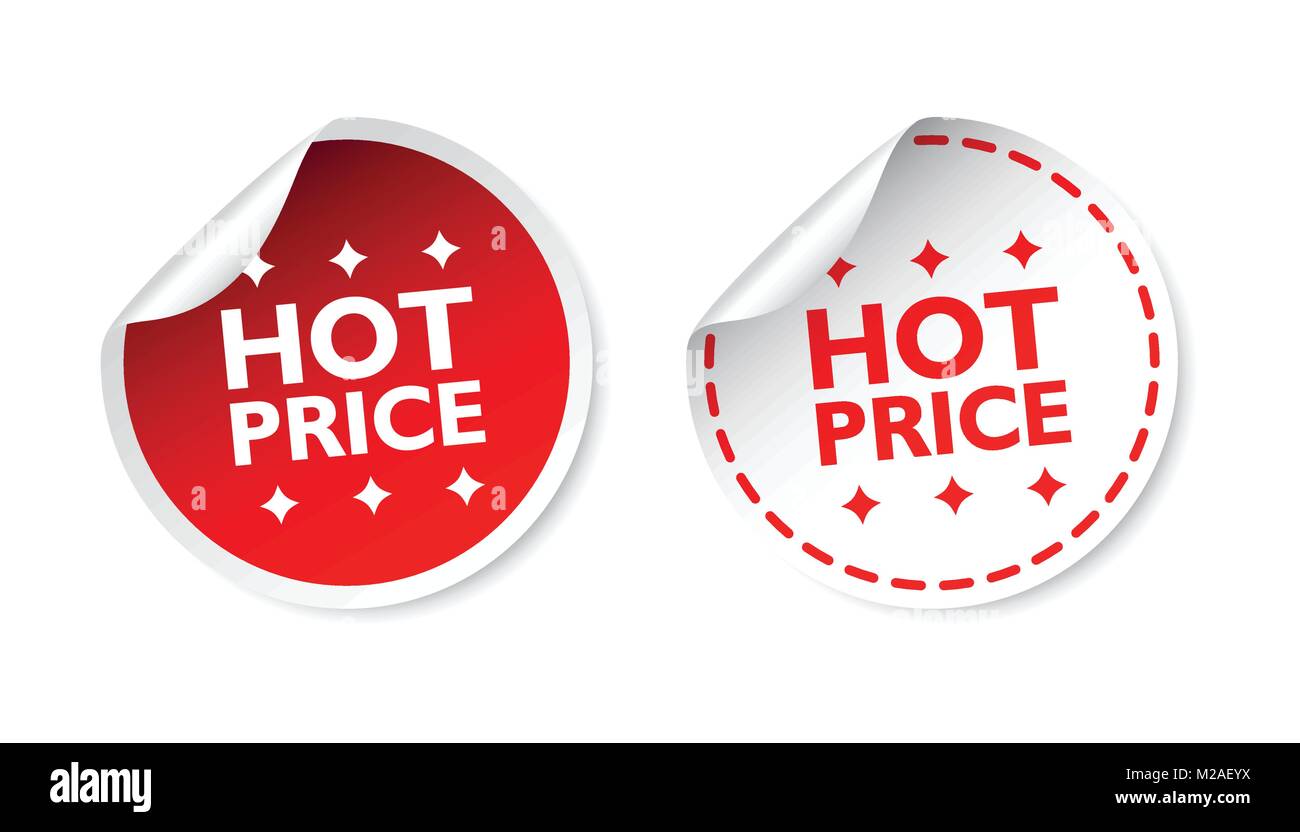 Hot price sticker. Vendita aziendale red etichetta illustrazione vettoriale su sfondo bianco. Illustrazione Vettoriale