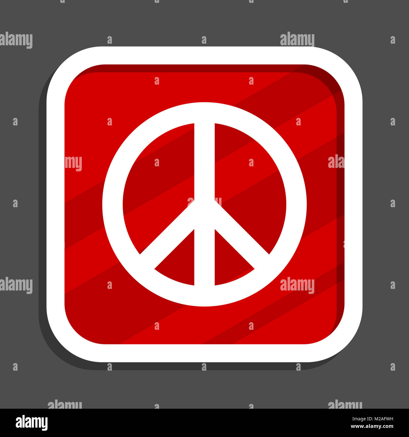 Icona di pace. Design piatto quadrato banner internet. Foto Stock