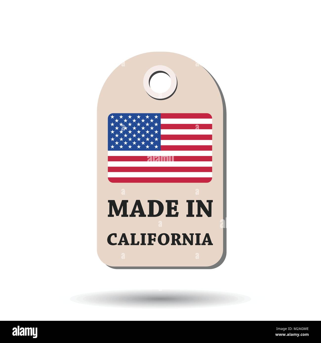 Hang tag made in California con bandiera. Illustrazione Vettoriale su sfondo bianco. Illustrazione Vettoriale