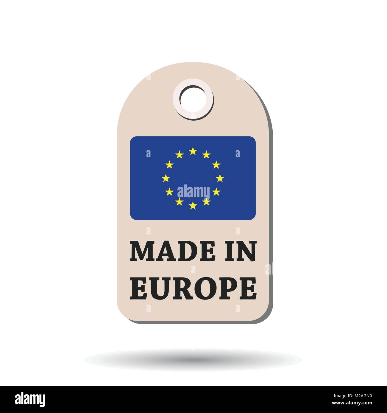 Hang tag realizzato in Europa con la bandiera. Illustrazione Vettoriale su sfondo bianco. Illustrazione Vettoriale