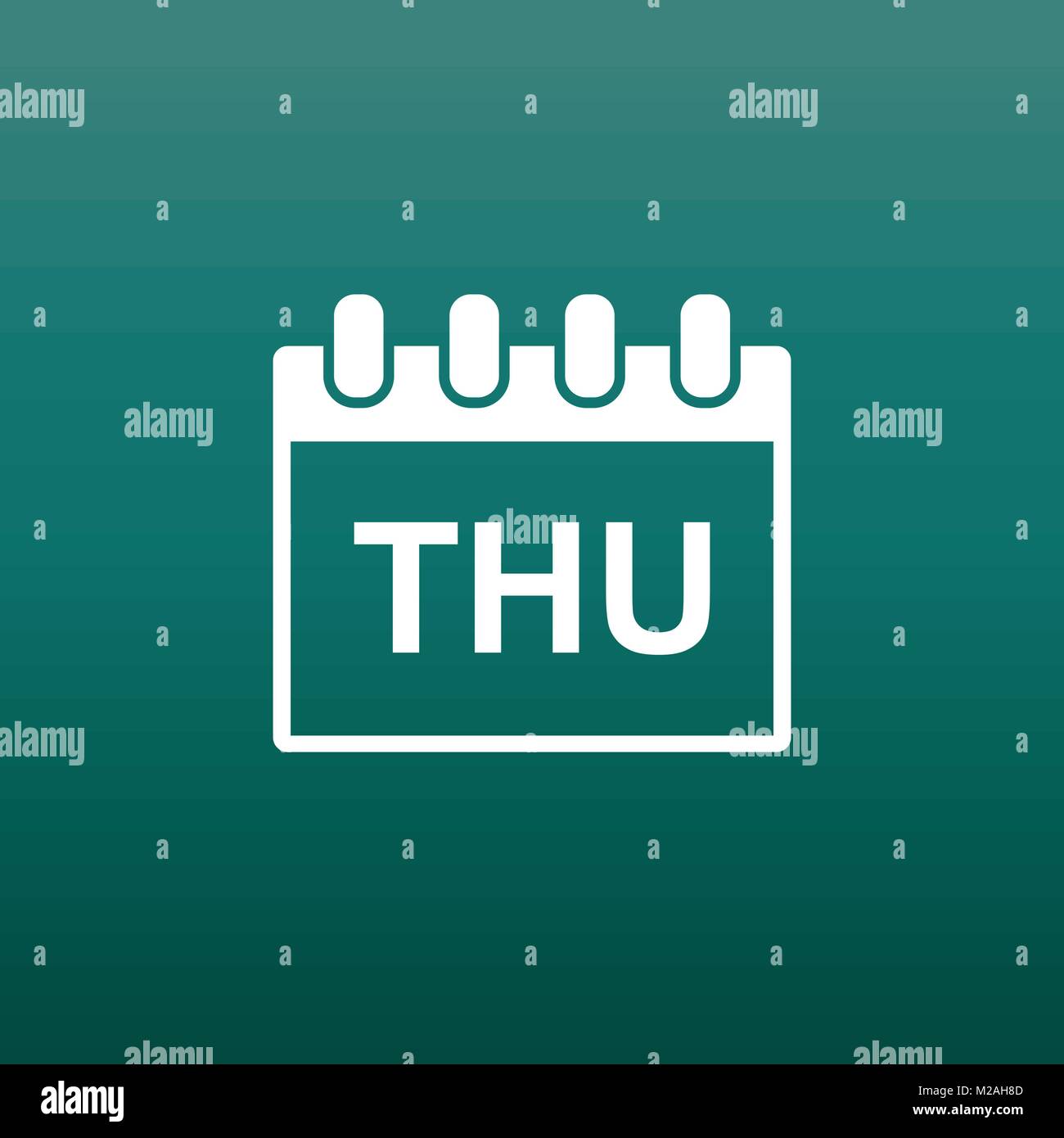 Giovedì calendario pagina icona pittogramma. Semplice piatto pittogramma per business, marketing, internet concetto su sfondo verde. Trendy moderno vettore symbo Illustrazione Vettoriale