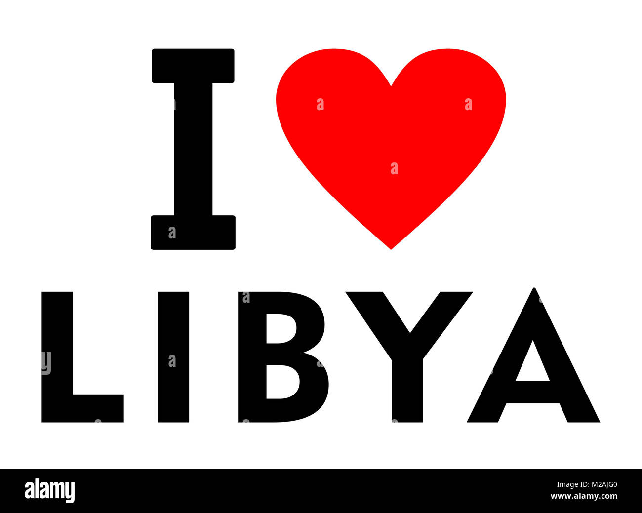 Io amo la Libia paese testo rosso messaggio di cuore Foto Stock