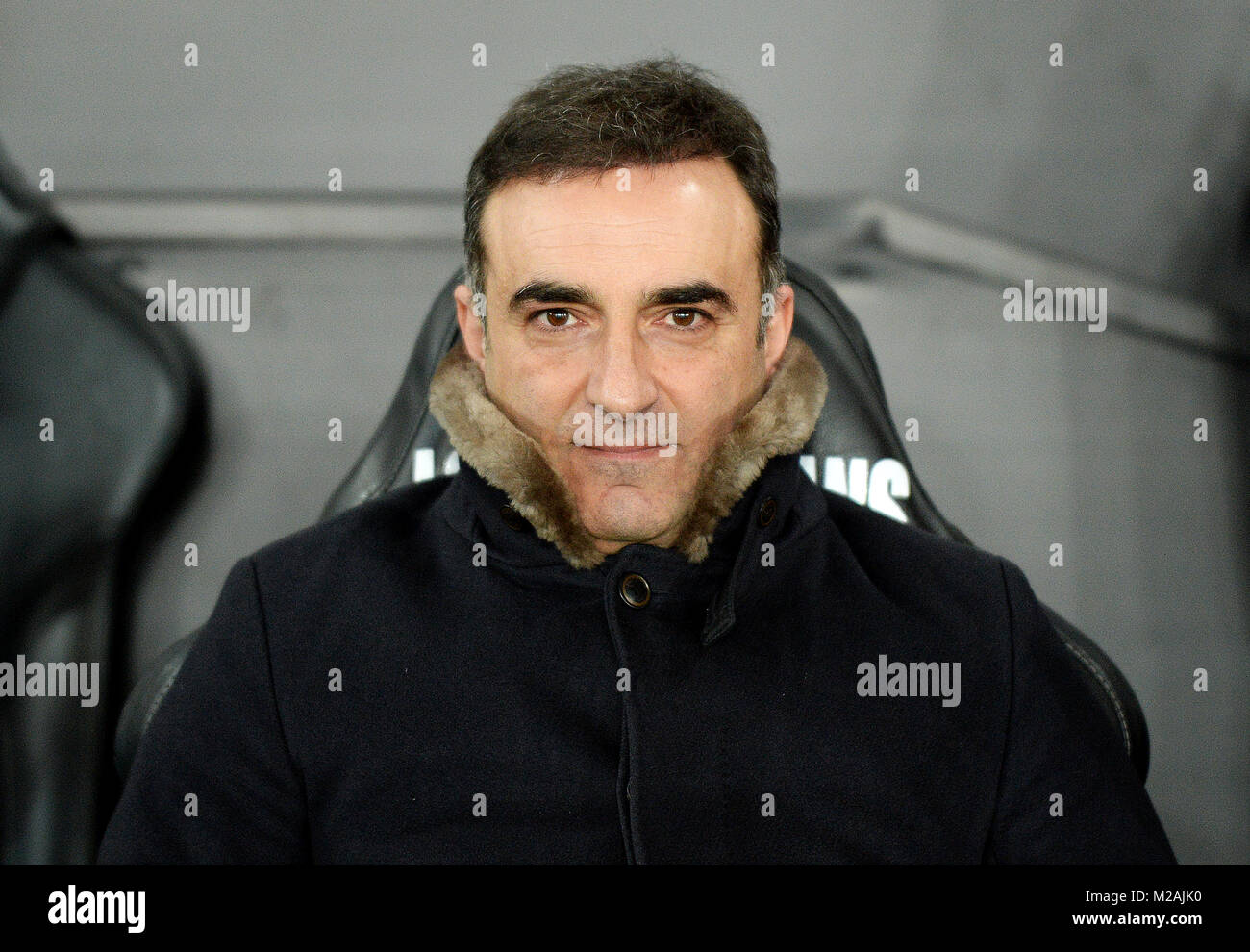 Swansea City manager Carlos Carvalhal prima Emirati FA Cup, quarto round replay corrispondono al Liberty Stadium, Swansea. Foto Stock