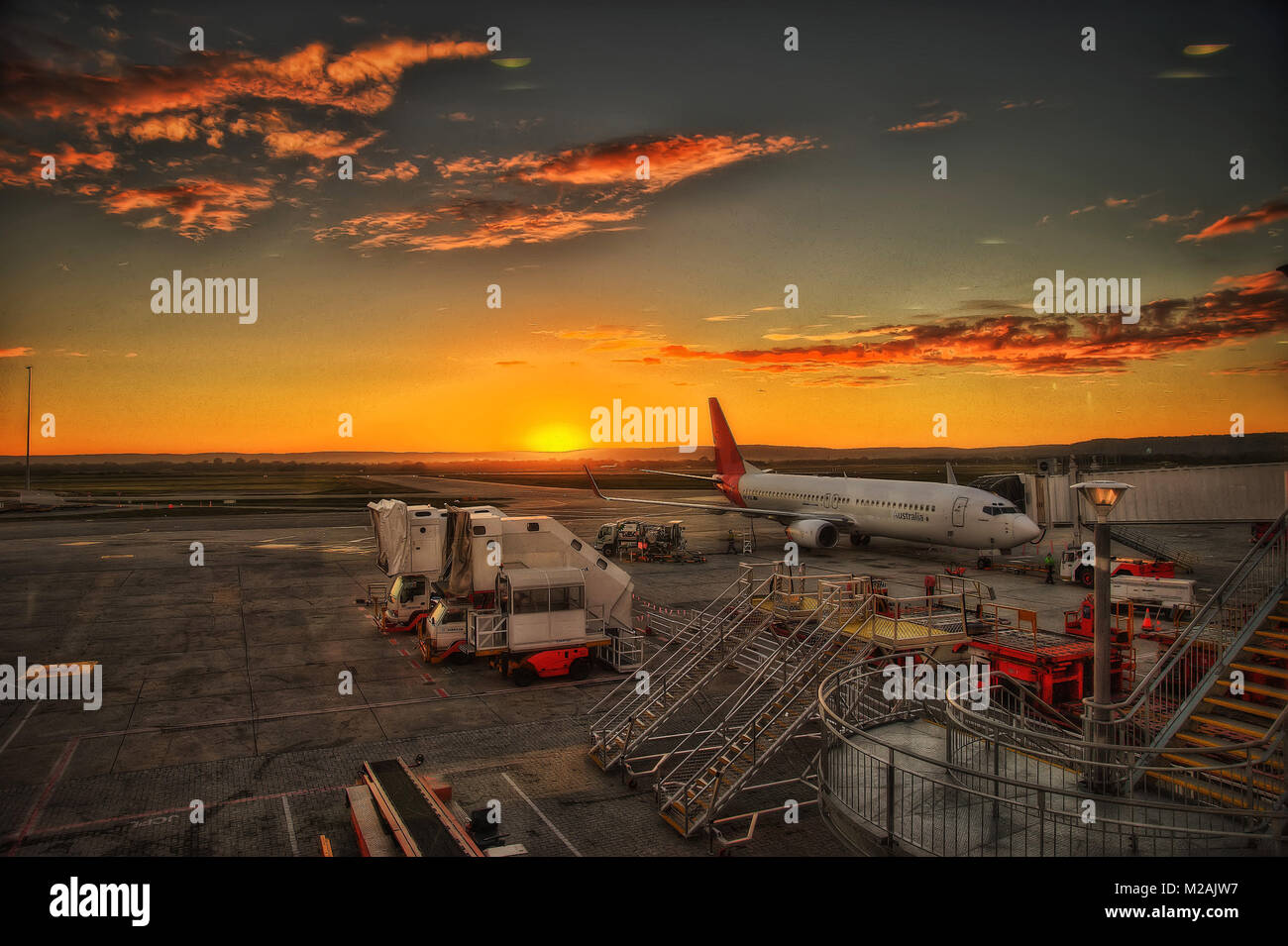 Aeroporto tramonto prese nel 2015 Foto Stock