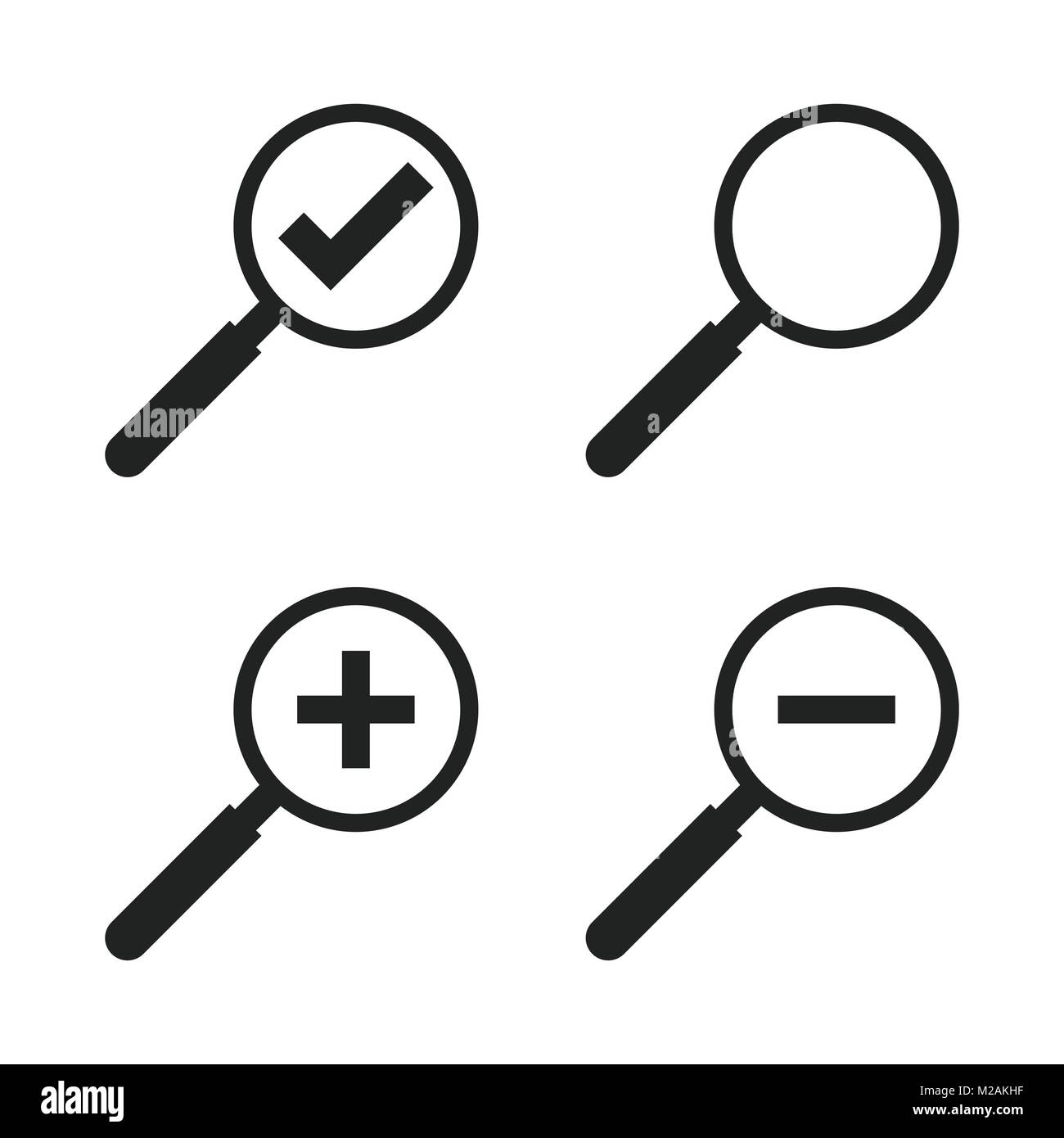Set di icona loupe vettore. Lente di ingrandimento di piatti in stile. Ricerca concetto di segno. Illustrazione Vettoriale