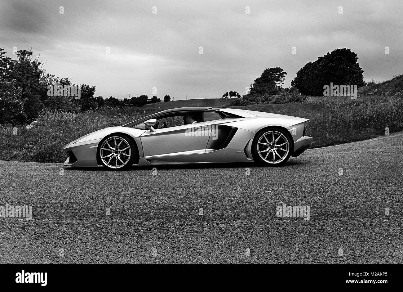 Lamborghini aventador vecchia macchina da corsa nel rally Mille Miglia 2015 il famoso storico italiano della gara (1927-1957) nel maggio 2015 Foto Stock