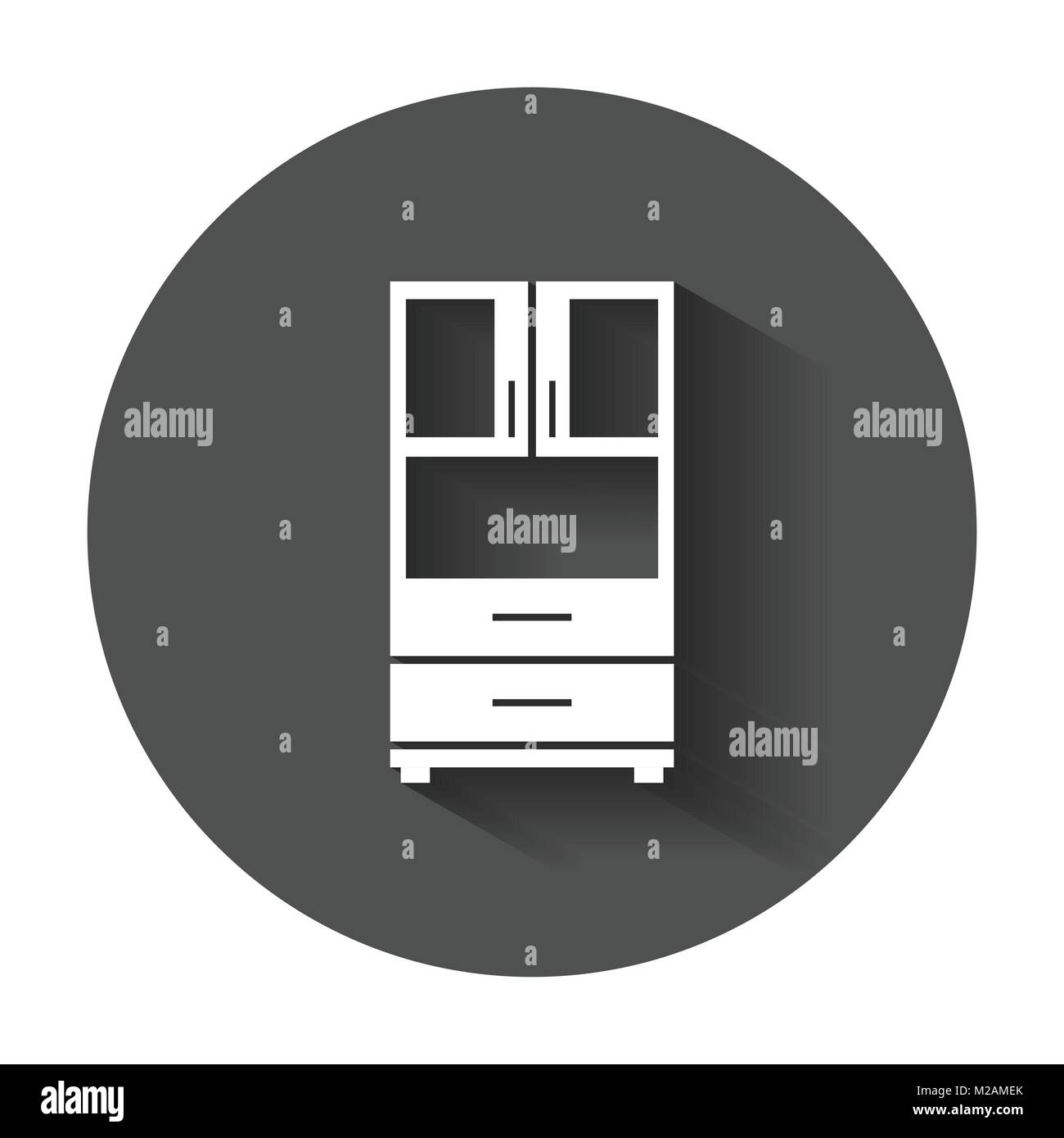 Icona di credenza. Appartamento moderno pittogramma per business, marketing, internet. Semplice piatto simbolo del vettore con lunga ombra. Illustrazione Vettoriale