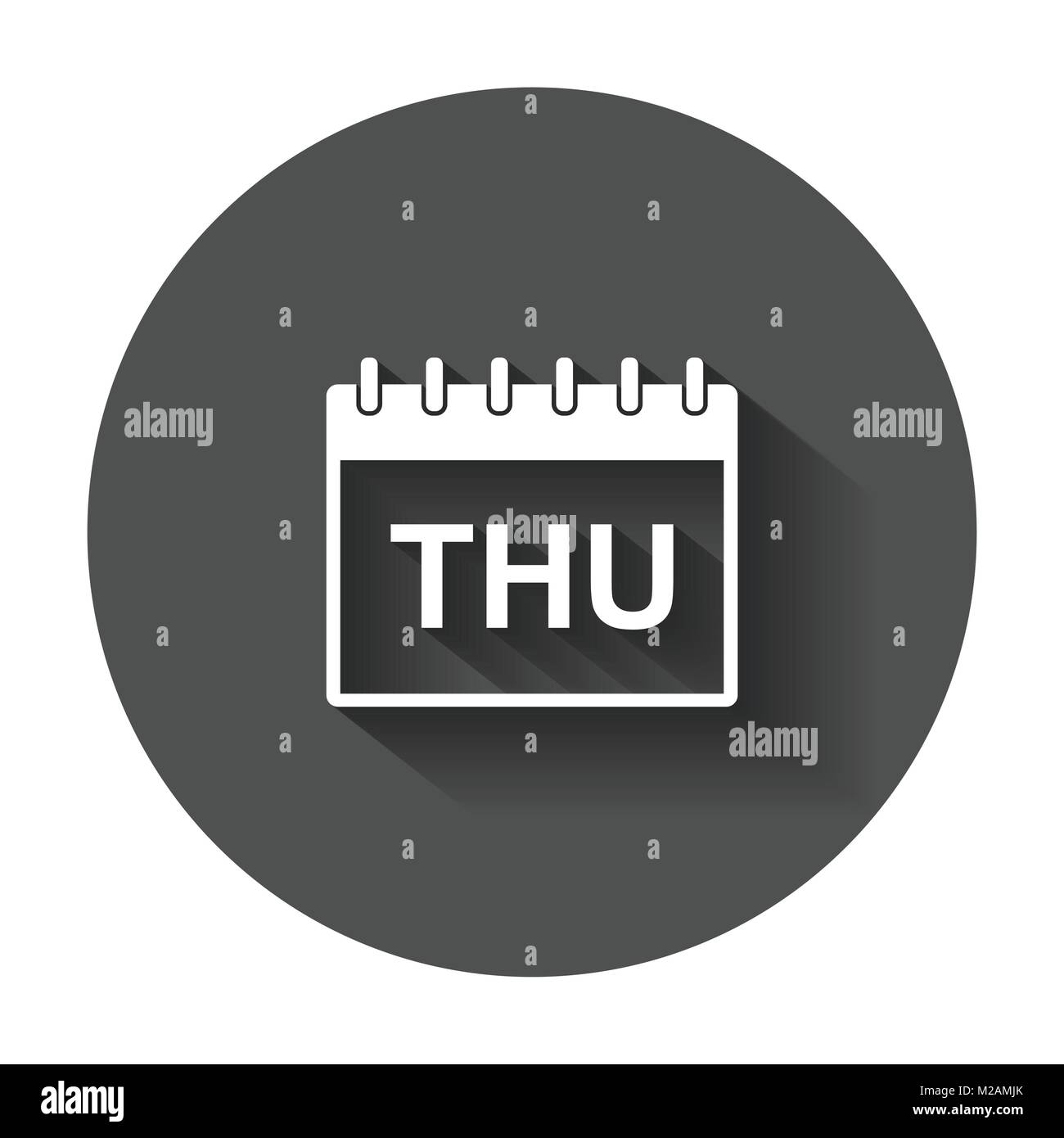 Giovedì calendario pagina icona pittogramma. Semplice piatto pittogramma per business, marketing, internet concetto con lunga ombra. Illustrazione Vettoriale