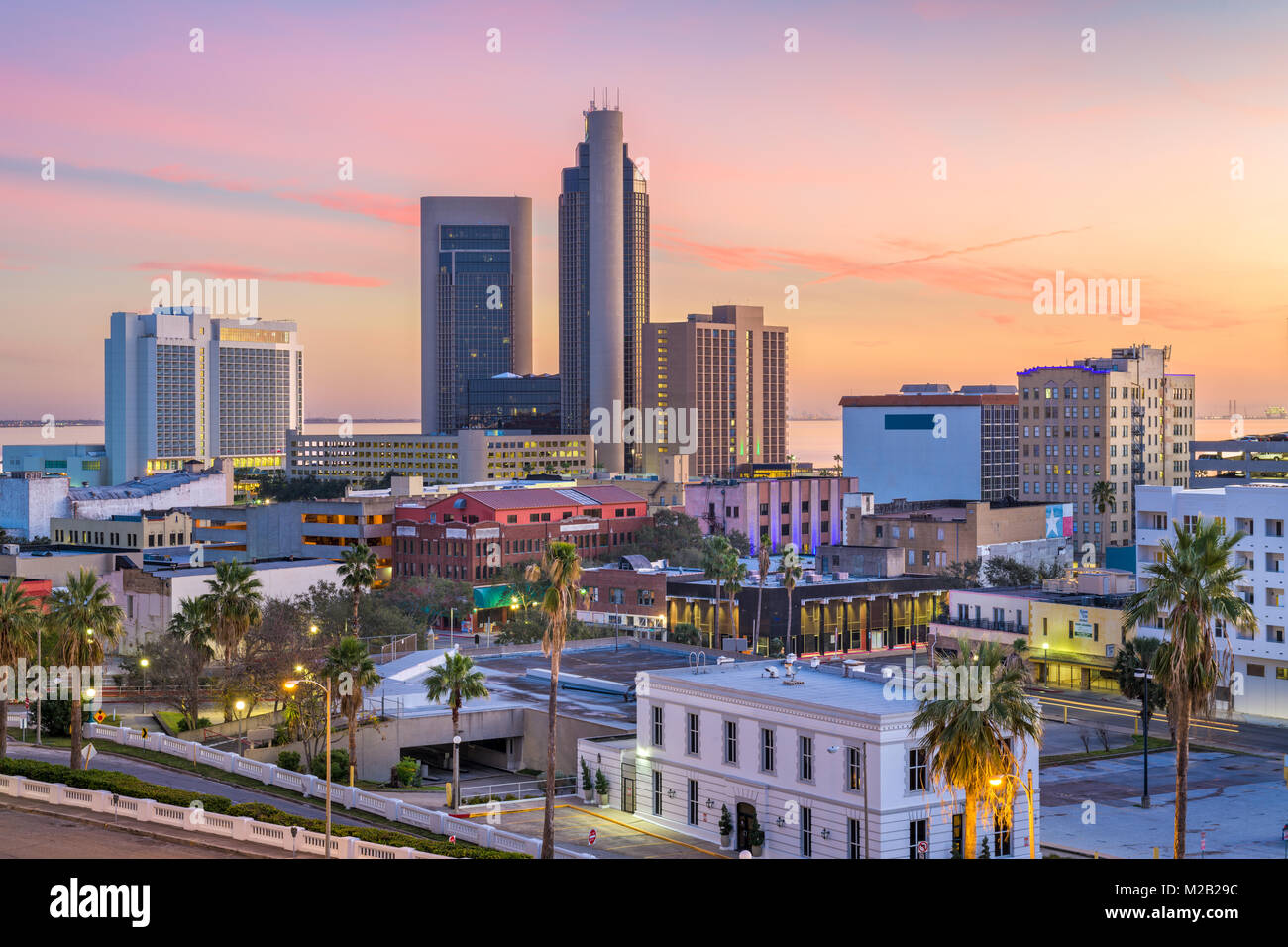 Il Corpus Christi, Texas, Stati Uniti d'America skyline al tramonto. Foto Stock