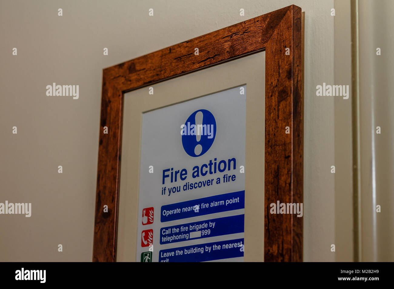 Sicurezza in caso di incendio avviso Foto Stock
