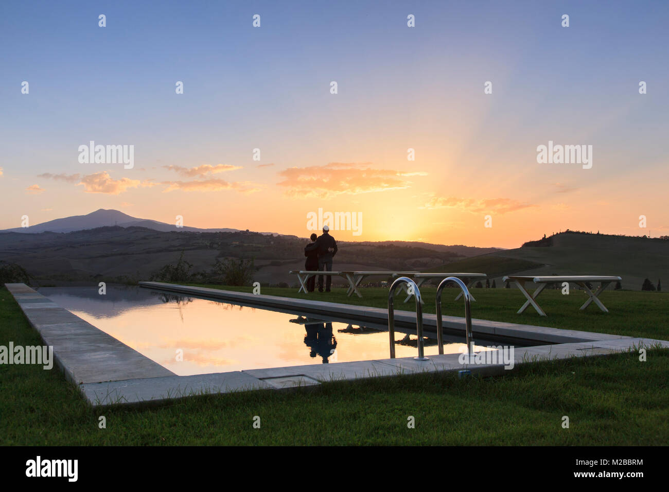 Vista dalla Villa Toscana con piscina,Toscana,Italia Foto Stock