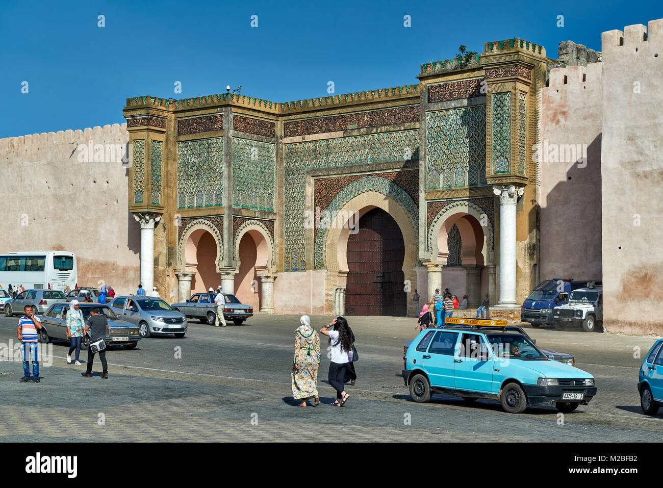 Bab Mansour city gate, Meknes, Marocco, Africa Foto Stock