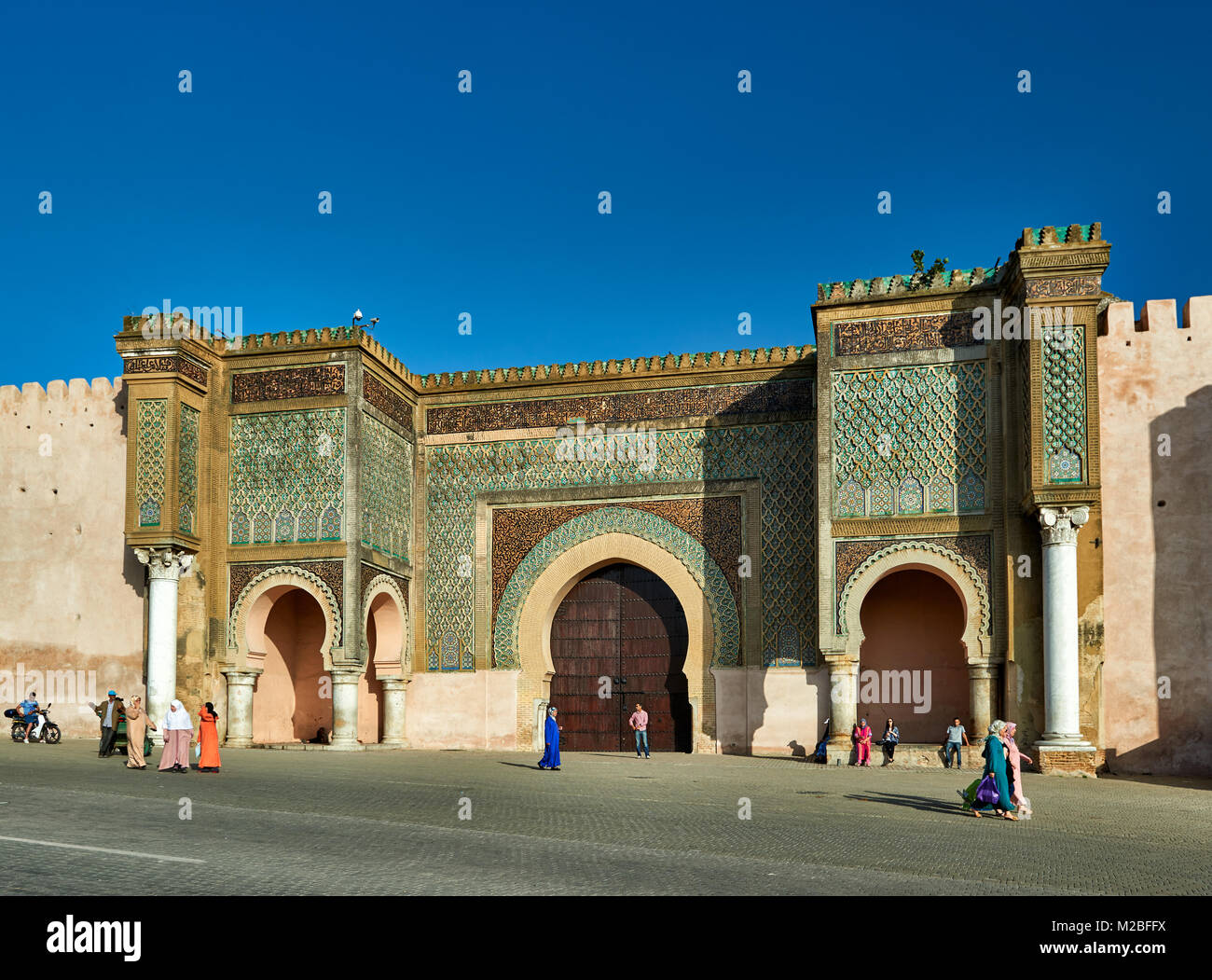 Bab Mansour city gate, Meknes, Marocco, Africa Foto Stock