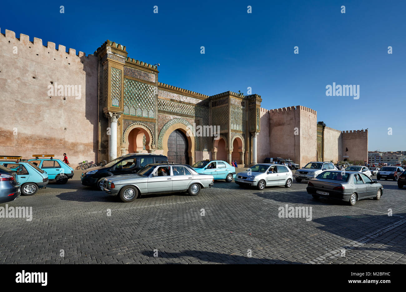Bab Mansour city gate, Meknes, Marocco, Africa Foto Stock