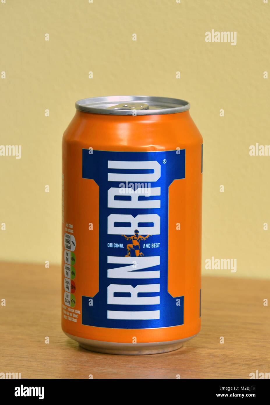 Possibile di Irn-Bru. Originale e migliore. Scottish bevanda analcolica gassata. Foto Stock