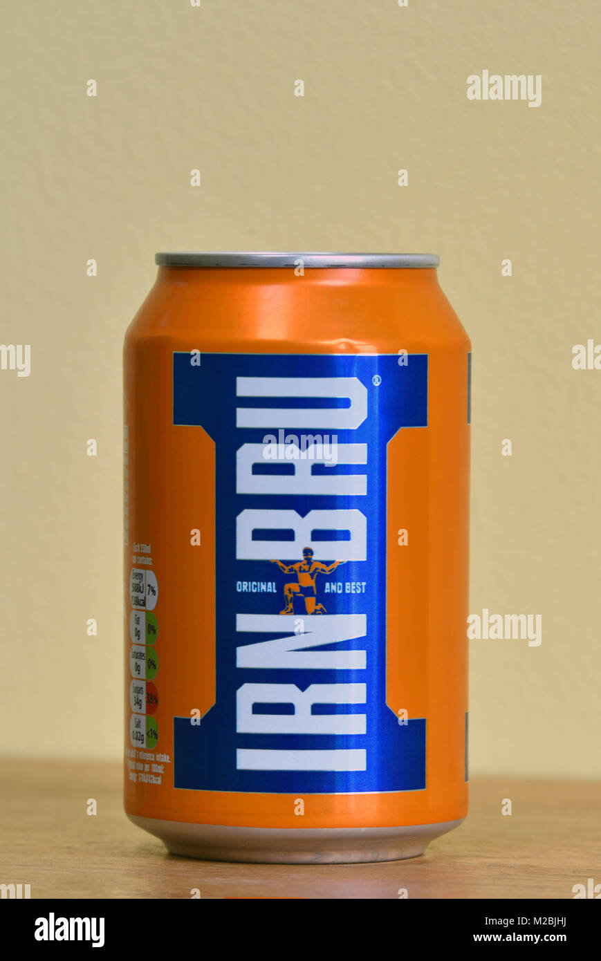 Possibile di Irn-Bru. Originale e migliore. Scottish bevanda analcolica gassata. Foto Stock