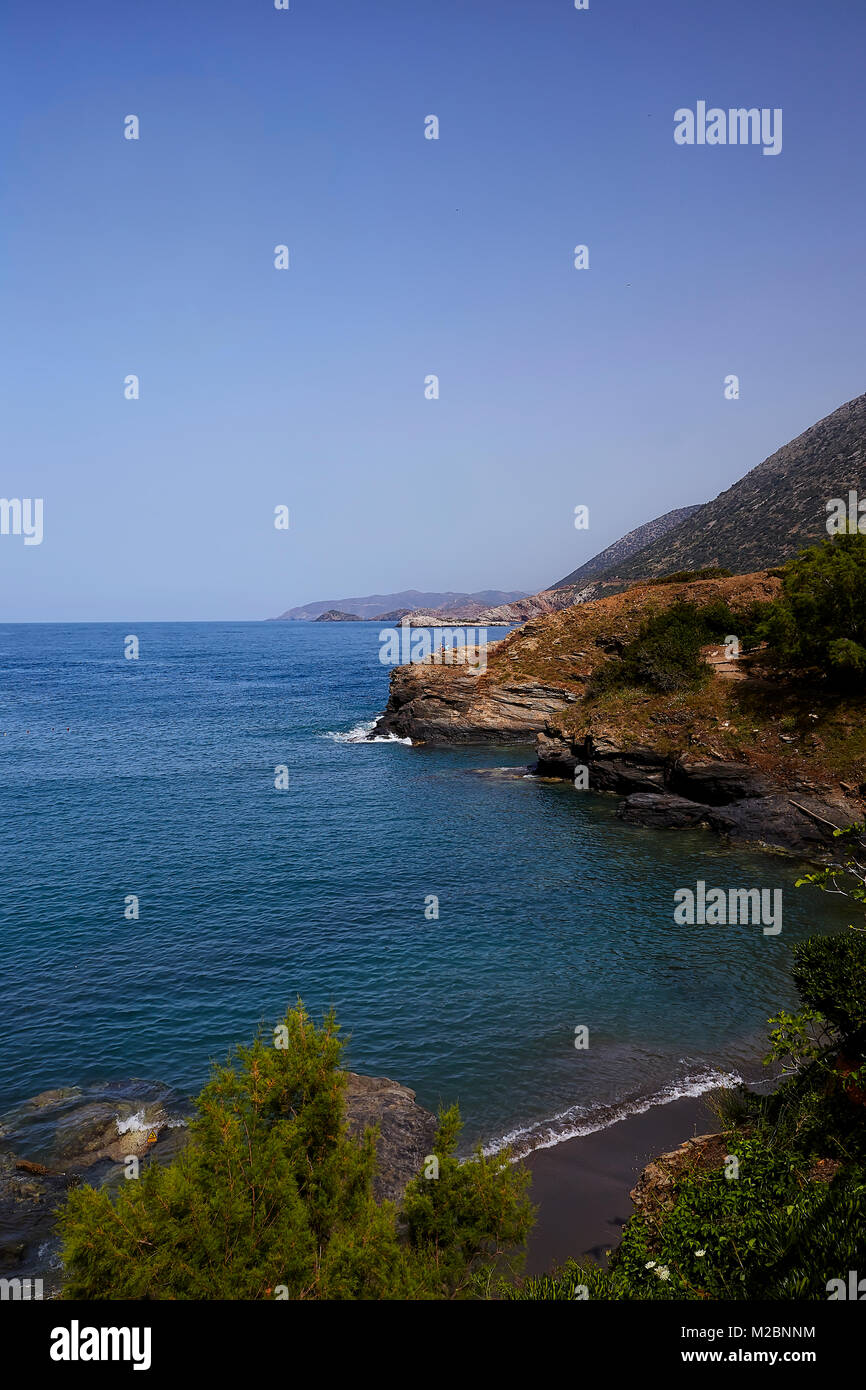 Vista mare al villaggio di Bali, l'isola di Creta, Grecia Foto Stock