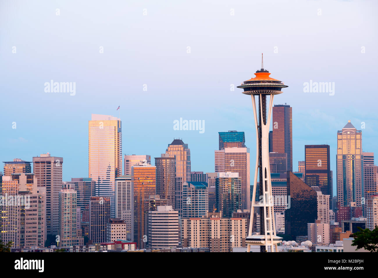 Lo skyline del centro cittadino di Seattle, nello Stato di Washington Foto Stock