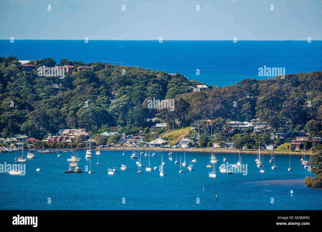Australia, Nuovo Galles del Sud, Central Coast, vista di Brisbane acqua, Hardys la baia e il Mare di Tasman Foto Stock