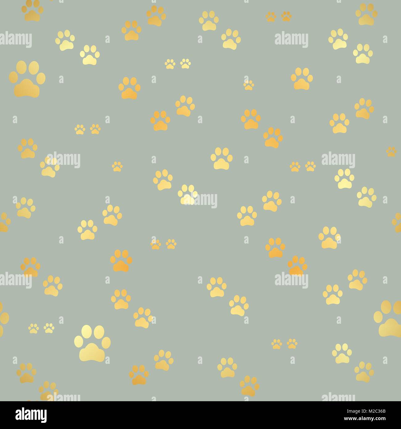 Cane zampa d'oro stampe. Modello senza giunture di animale footprint di oro. Zampa del cane stampa modello senza giunture Illustrazione Vettoriale